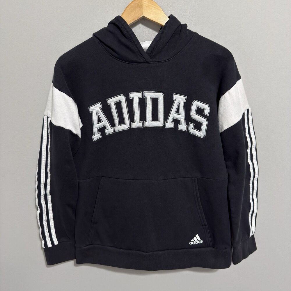 Adidas Sweatshirt Hoodie Men M Pullover Y2K Rare Embroidered Logo Boxy Fit